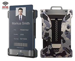 Картхолдер металевий з RFID-захистом Camo Grey. Тримач для платіжних карток