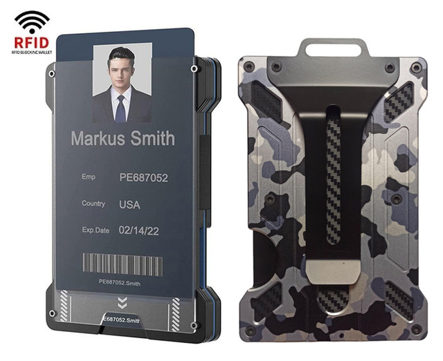Картхолдер металевий з RFID-захистом Camo Grey