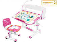 Комплект дитячих меблів Evo-kids (стільчик+ зростаюча парта+полка+лампою) BD-10 PN рожевий з лампою