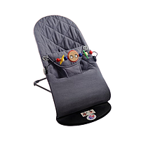 Дитячий шезлонг-гойдалка BABY Balance Soft A1 з дугою з іграшками темно-сірий в клітинку/бавовна (BBT-02-00), фото 11