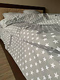 Комплект постільної білизни Бязь голд люкс Сірий із зірками Двоспальний розмір 180х220, фото 8