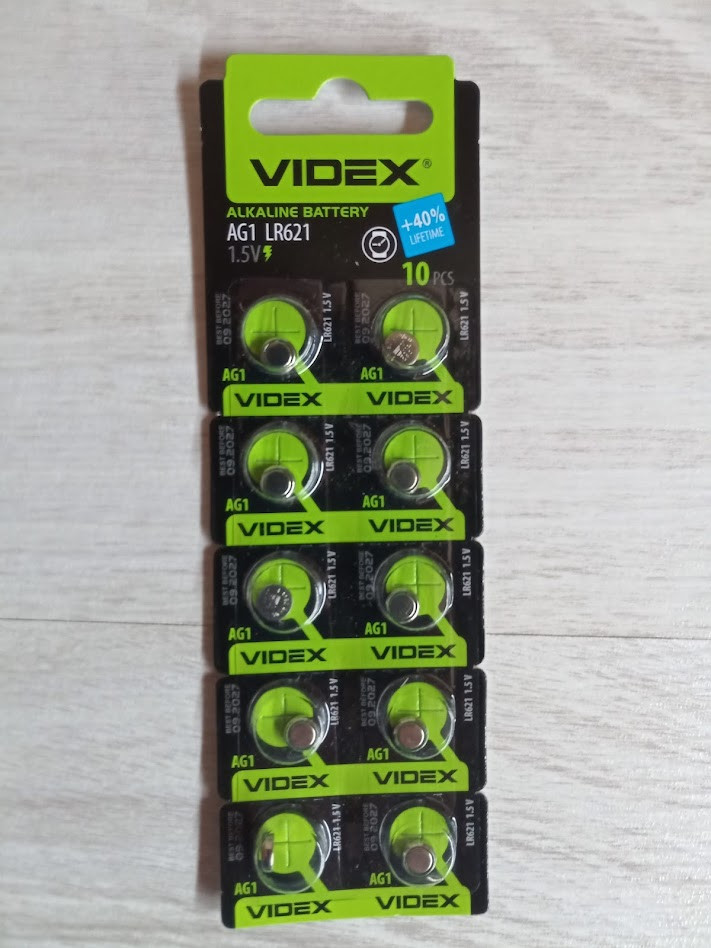 Батарейка VIDEX Alkaline LR621 AG1 1.50 V для кварцового годинника, іграшок і брелоків 10 шт.