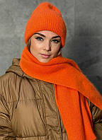 Шарф женский длинный теплый ангоровый оранжевый