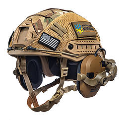 Шолом тактичний Fast Helmet NIJ IIIA + Навушники Walkers Razor Slim з чебурашкою + кавер мультикам