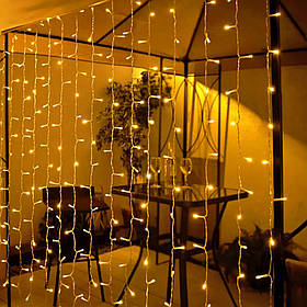 Гірлянда штора вулична, 3x1м, 15 ниток, 150 LED, прозорий каучук, статичний режим