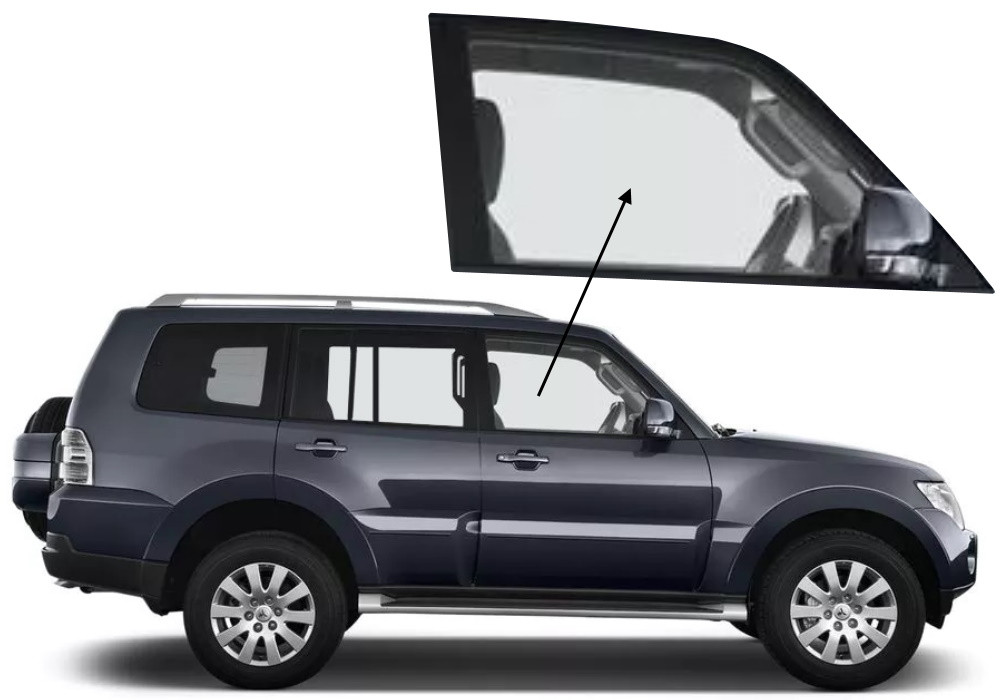 Бічне скло Mitsubishi Pajero 1999-2021 передніх дверей праве, фото 1