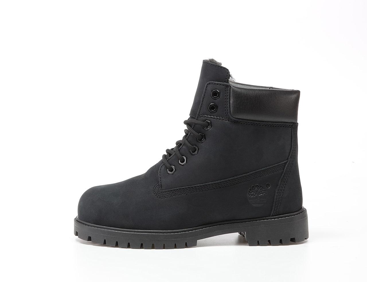 Зимние мужские ботинки Timberland Classic Boots Black Winter Обувь Тимберленд черные с мехом из нубука - фото 3 - id-p614639435