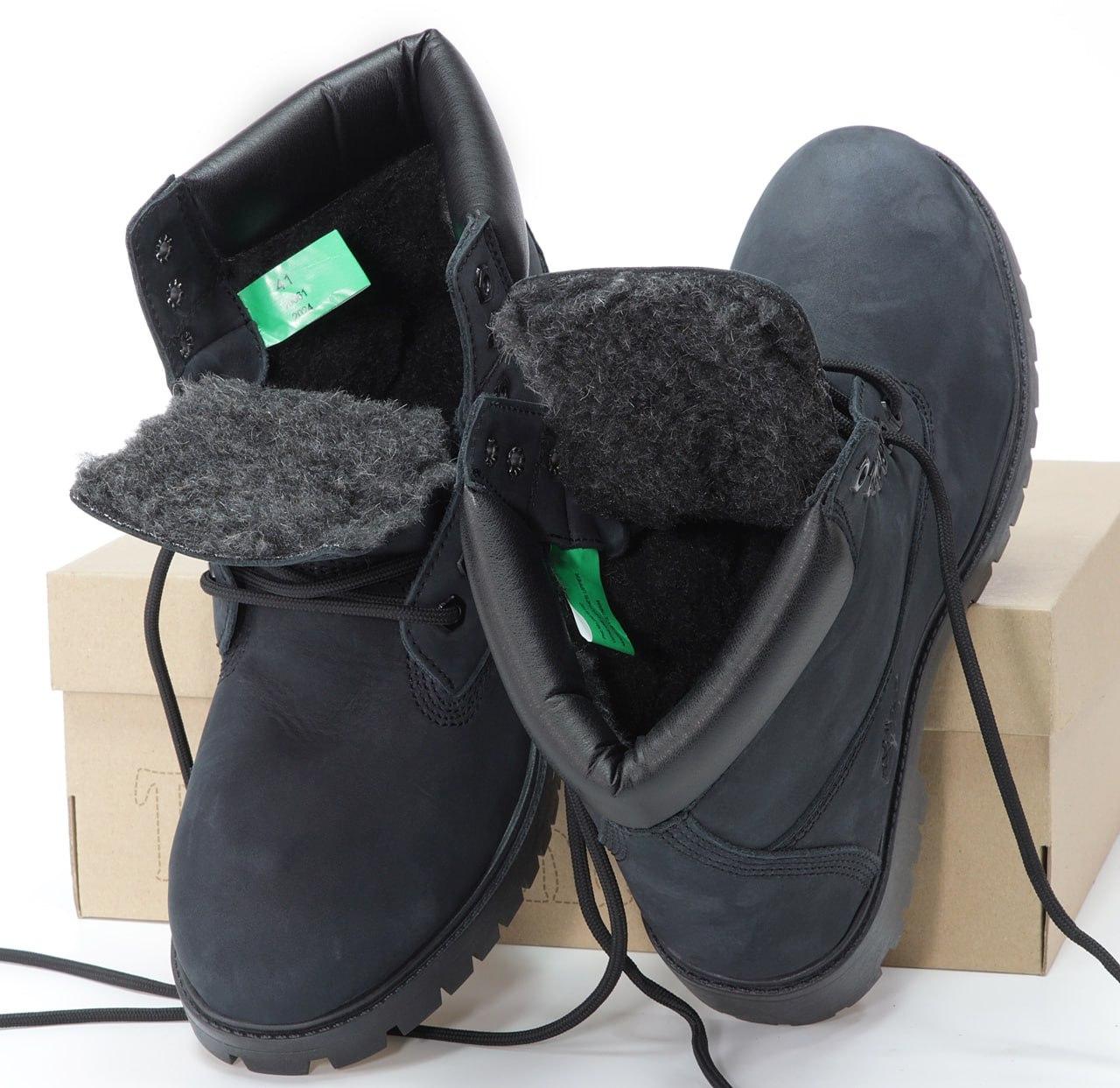 Зимние мужские ботинки Timberland Classic Boots Black Winter Обувь Тимберленд черные с мехом из нубука - фото 6 - id-p614639435
