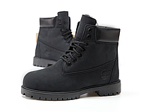 Зимние мужские ботинки Timberland Classic Boots Black Winter Обувь Тимберленд черные с мехом из нубука