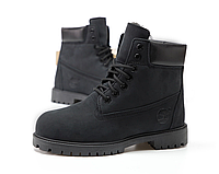 Зимние мужские ботинки Timberland Classic Boots Black Winter Обувь Тимберленд черные с мехом из нубука 42