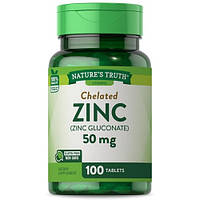 Витамины и минералы Nature's Truth Zinc Gluconate 50 mg (100 таблеток.)