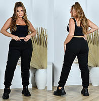 Черные женские теплые спортивные штаны большого размера