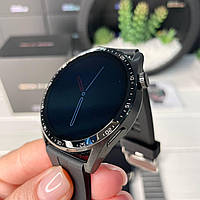 Smart Watch GT 4 Max silver круглый корпус 2-х ядерный процессор два ремешка металлический + силиконовый Черный