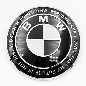 Емблема Ювілейні 50 років BMW (БМВ) Motorsport (напис по колу) - Чорно Біла 74 мм, фото 1