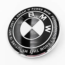 Емблема Ювілейні 50 років BMW (БМВ) Motorsport (напис по колу) - Чорно Біла 74 мм, фото 5