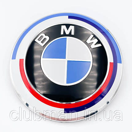 Емблема Ювілейна 50 років BMW (БМВ) Motorsport - Триколор 74 мм, фото 1