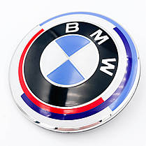 Емблема Юбилейные 50 лет BMW (БМВ) Motorsport - Триколор 82 мм, фото 4