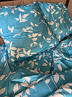 Комплект постельного белья Бязь Темно голубой с лепестками Евро размер 200х220