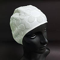 Силиконовая шапочка для плавания с ушами, Шапка для бассейна, шапочка для купания CIMA Белая (6156)