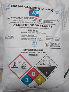 Каустик. Сода каустична луска в мішках по 25 кілограмів.
