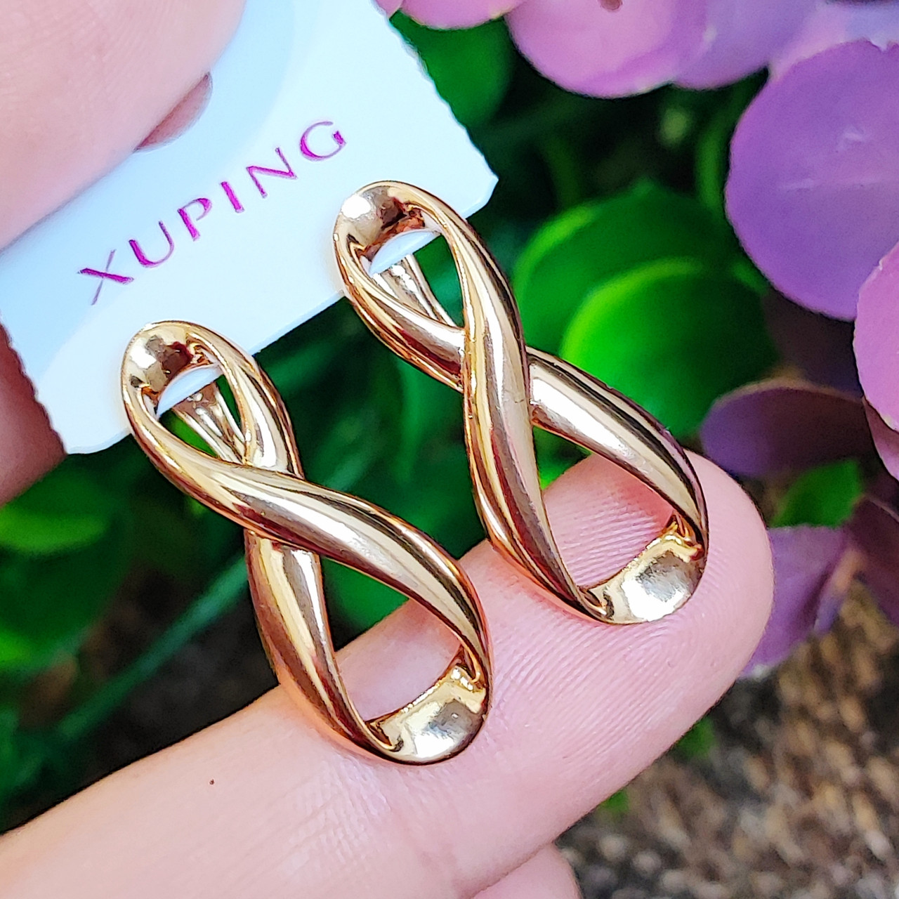Сережки Xuping довжина 2.2см ширина 1.1см медичне золото позолота 18К с1373