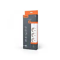 Сетевой удлинитель Videx oncord з/з 3п 3м (3x1.5мм) 2.4А 2usb+usb-C с кнопкой White