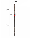 ТВС H_708 f  Конус звужений Ø2.3мм. червоний дрібний абразив для випилювання арки та корекціі. Південна Корея., фото 2