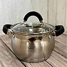 Набір кастрюль з нержавіючої сталі German Family GF-2044  Кухонний посуд з багатошаровим індукц. дном 6 предметів, фото 2