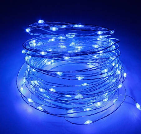 Світлодіодна LED Гірлянда 4м на батареях | Синій, фото 3