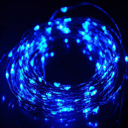 Світлодіодна LED Гірлянда 4м на батареях | Синій, фото 4