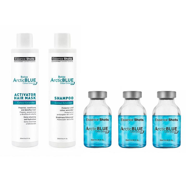 Набір KV-1 Essence Shots Arctic Blue для холодного ботексу (активатор 250 мл, шампунь 250 мл, ботекс 3х20мл)