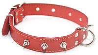 Ошейник для собак Zoo-hunt кожаный с шипами ОШ красный ОШ 4,5/54-65 см Регулируемый, универсальный, надёжный