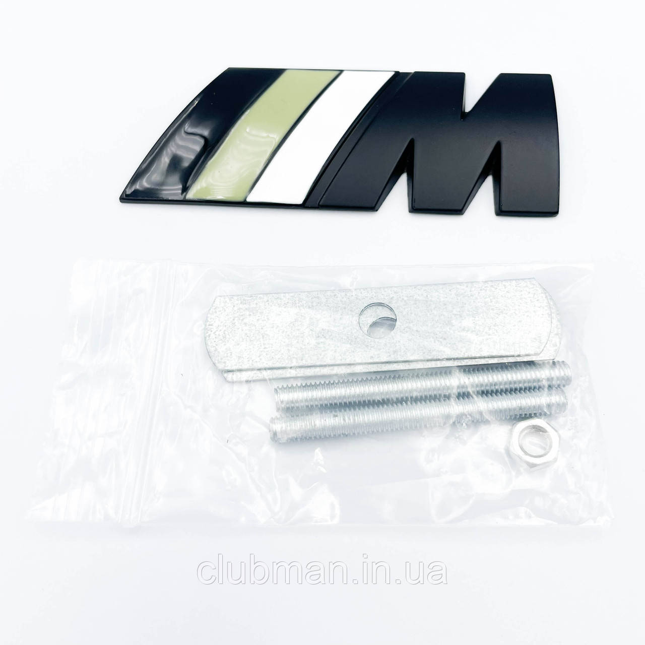 Металева емблема на решітку радіатора M Power BMW (БМВ) Чорний Матт - Чорна Зелена Біла 83x32mm