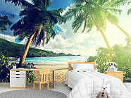 Фотошпалери для дому стильні пейзаж "Пальми, пляж" , самоклеюча плівка Oracal з малюнком, фото 3