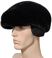 Чоловіча хутряна кепка м'яка норкова (чорна), фото 3
