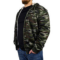 Куртка мужская камуфляжная на меховой подкладке с капюшоном - застёжка молния 3XL