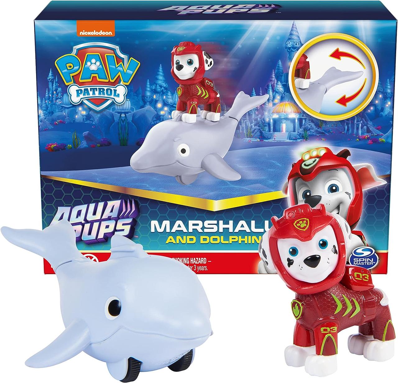 Фігурка щенячий патруль Маршал з дельфіном, Paw Patrol, Aqua Pups Marshall and Dolphin, Spin Master