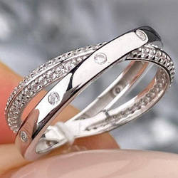 Срібне кільце родоване з фіанітами РН-568