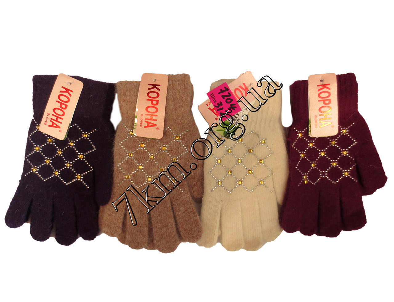 Рукавички жіночі "Сітка" шерсть Оптом., фото 1