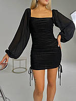 Женское платье мини с завязками ткань: трикотажный люрекс Мод #208