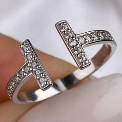 Срібне кільце родоване з фіанітами РН-570