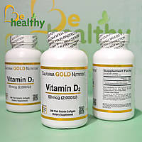 Витамин D3, 50 мкг (2000 МЕ), California Gold Nutrition, 360 рыбно-желатиновых капсул