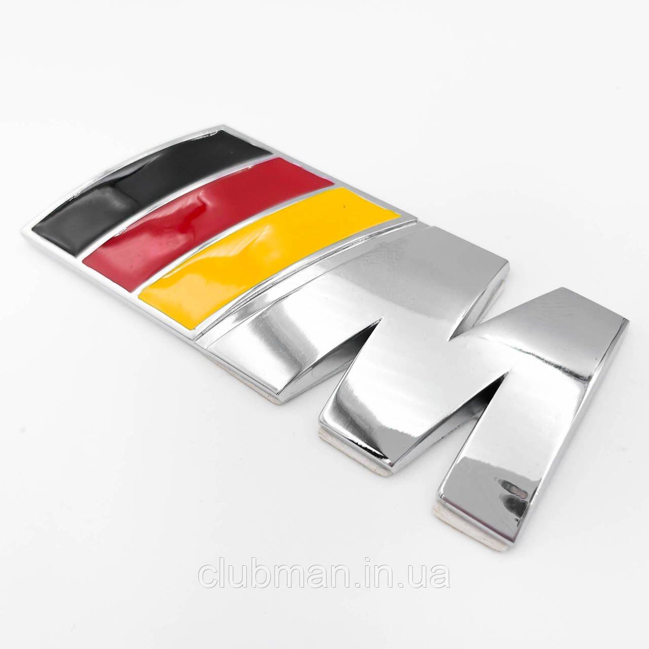 Металева емблема на решітку радіатора M Power BMW (БМВ) Хромована - Чорно Красно Жовта - 83 x 32 mm