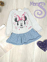 Платье для девочки Disney Минни Маус с длинным рукавом серое Размер 92 (2 года)