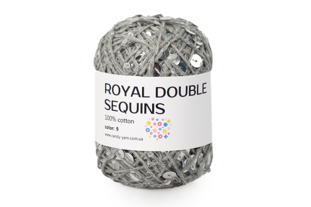 Candу Yarn "Королівська паєтка", Світло-сірий No9, 3 мм + 6 мм, фото 1
