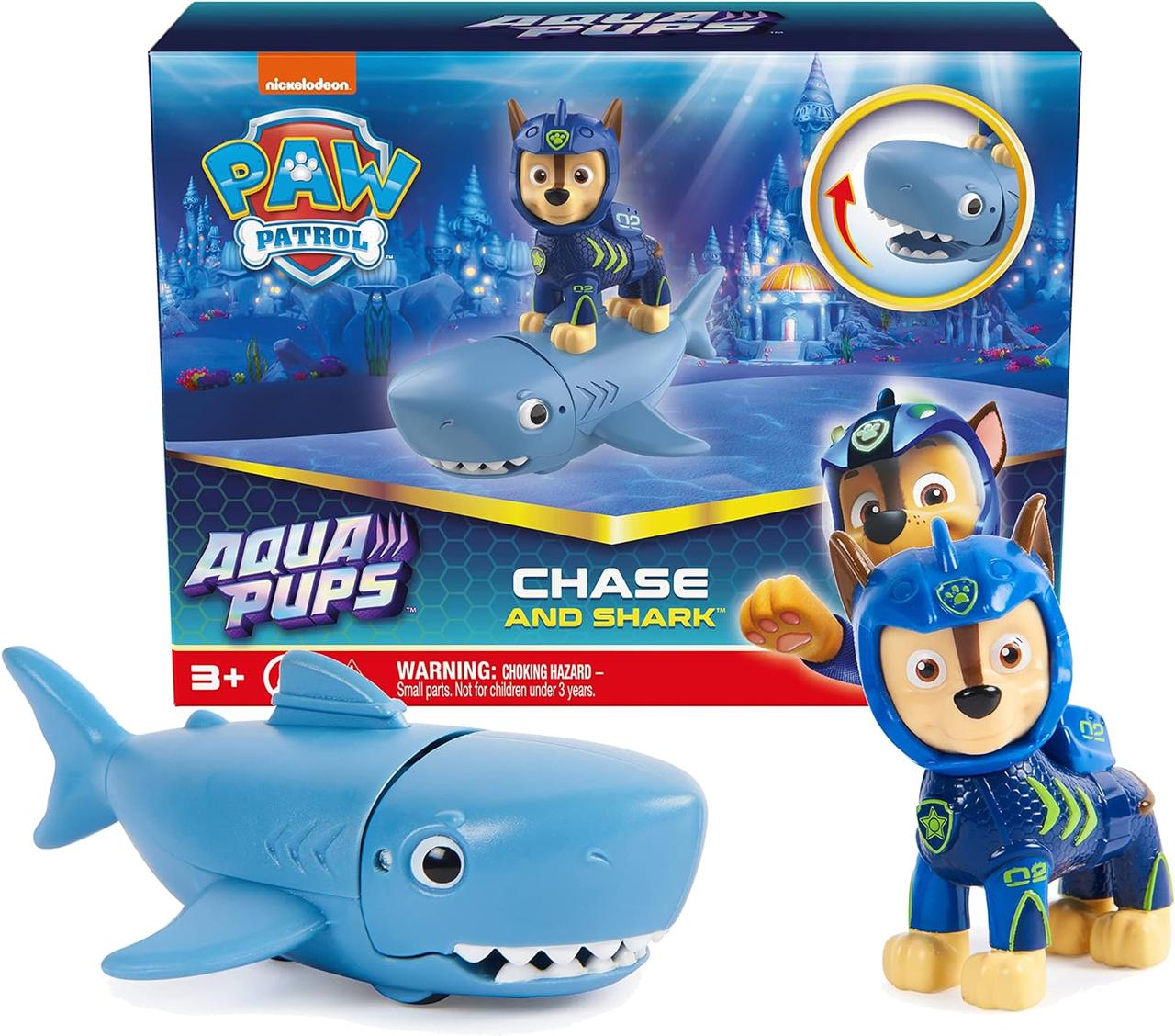 Фігурка щенячий патруль Чейз з акулою, paw patrol aqua pups chase and shark, Spin Master