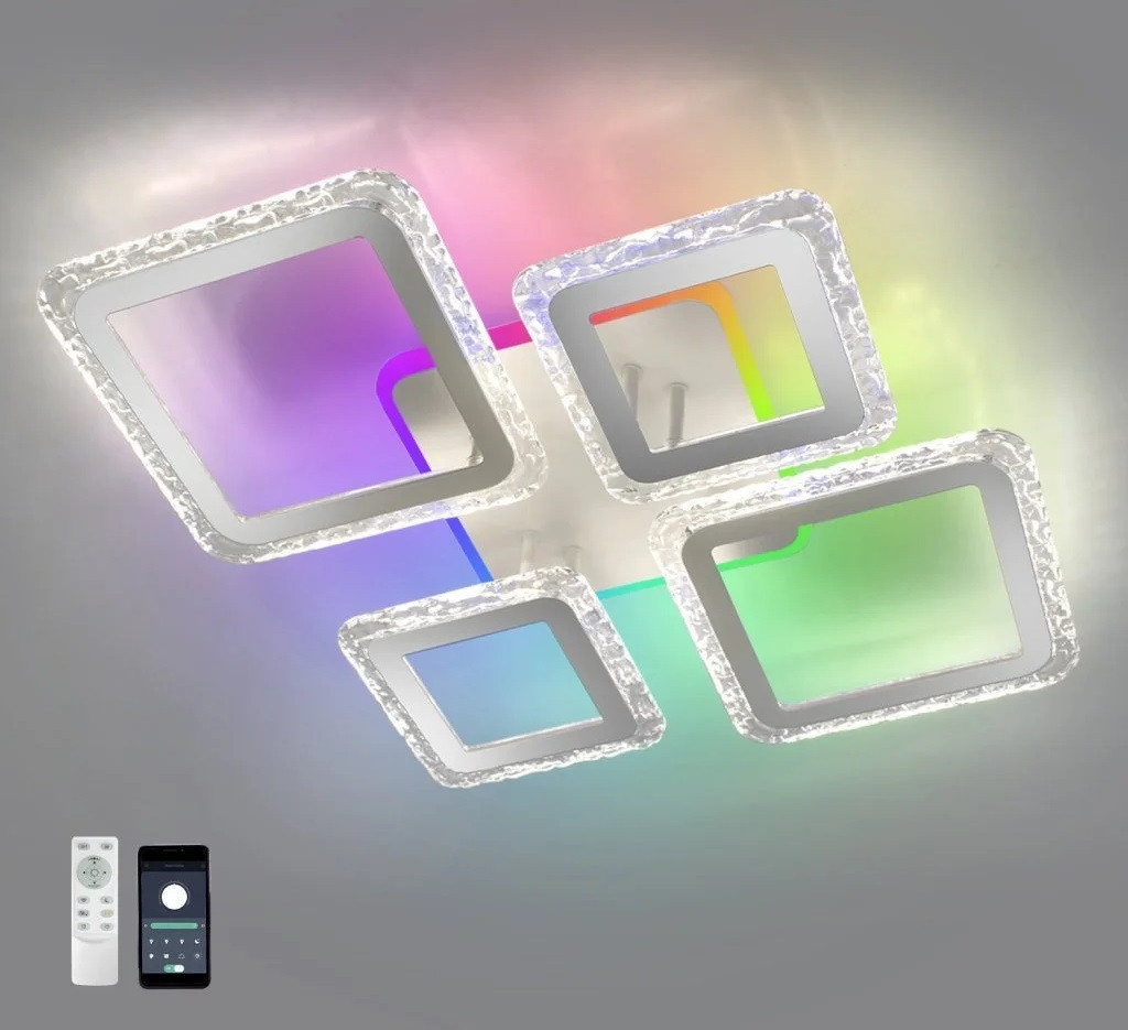 Керована світлодіодна люстра Esllse з пультом і застосунком OVAL RGB ICE 75W 5S