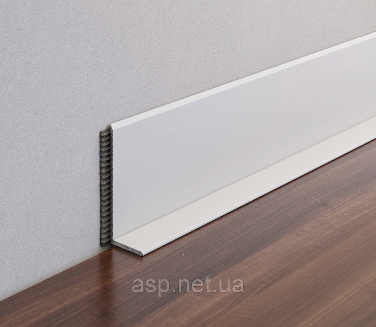 Плинтус накладной алюминиевый высотой 40 мм. Белый. Р-7-40 RAL 9003 ...