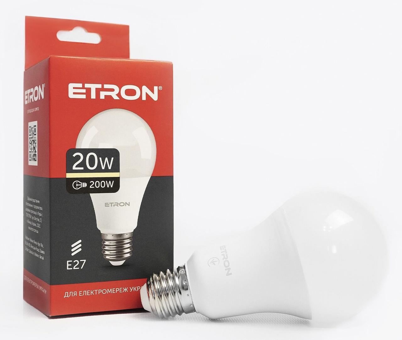 Світлодіодна LED лампа ETRON 20W A70 3000K E27 тепле світло