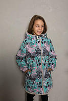 Куртка зимняя для девочек тм Cvetkov Рарити дошк. Мятно - белый Размеры 104- 122